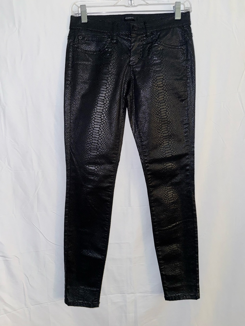 bebe Black Faux Snakeskin Skinny Ankle Pants Size 26
